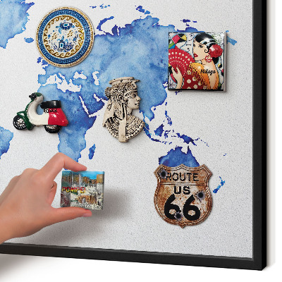 Ozdobné tabule na magnety v černém rámu Akvarelová mapa
