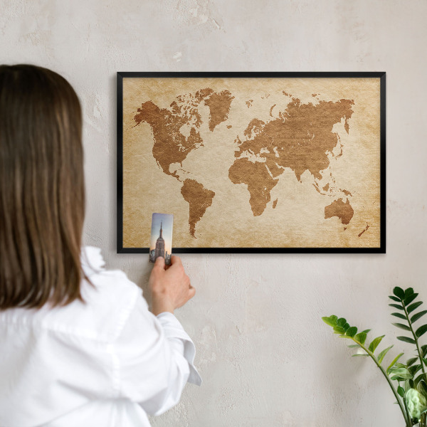 Tabule na magnety v rámech černé barvy Starožitná mapa