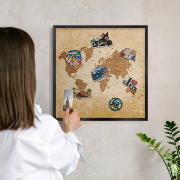 Tabule na magnety v rámech černé barvy Starožitná mapa