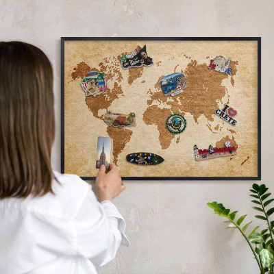 Tabule na magnety v rámech černé barvy Starožitná mapa
