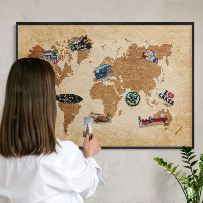 Tabule na magnety v rámech černé barvy Starožitná mapa