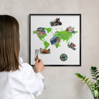 Ozdobné tabule na magnety v černém rámu Zelená mapa