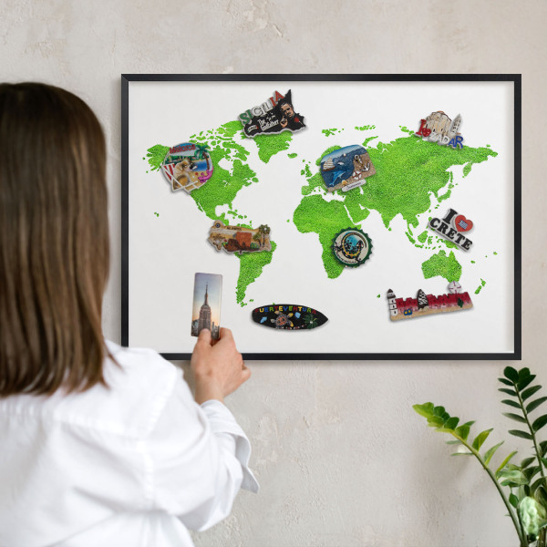 Ozdobné tabule na magnety v černém rámu Zelená mapa