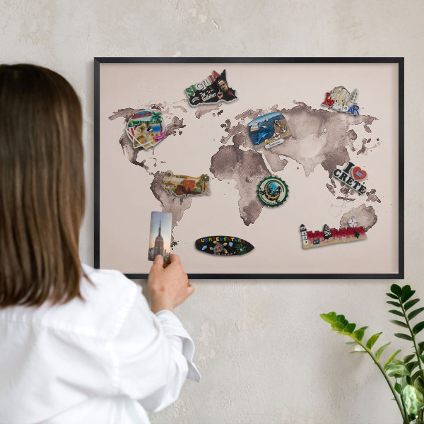 Tabule na magnety v rámech černé barvy Mapa světa