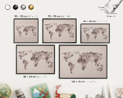 Tabule na magnety v rámech černé barvy Mapa světa