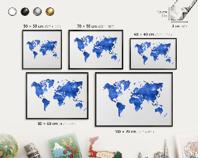 Tabule na magnety v rámech černé barvy Mapa světa