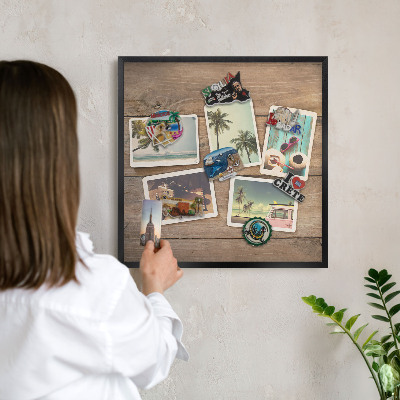 Tabule na magnety v rámech černé barvy Nostalgie na dovolenou