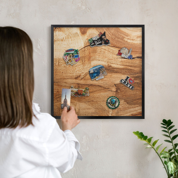 Ozdobné tabule na magnety v černém rámu Přírodní dřevo