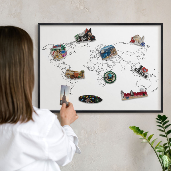 Ozdobné tabule na magnety v černém rámu Vrstevnicová mapa