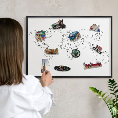 Ozdobné tabule na magnety v černém rámu Vrstevnicová mapa
