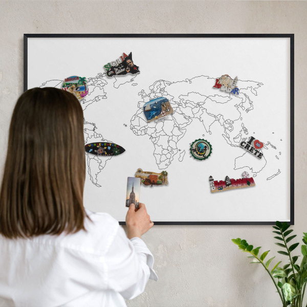 Ozdobné tabule na magnety v černém rámu Vrstevnicová mapa