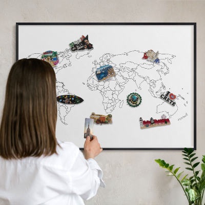 Ozdobné tabule na magnety v černém rámu Vrstevnicová mapa