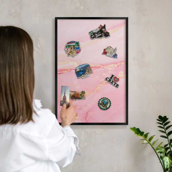 Tabule na magnety v rámech černé barvy Růžová elegance
