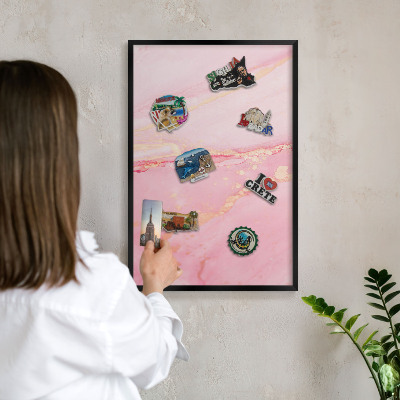 Tabule na magnety v rámech černé barvy Růžová elegance