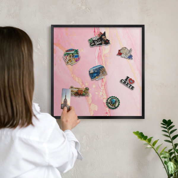 Tabule na magnety v rámech černé barvy Růžová elegance