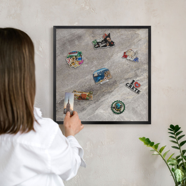 Ozdobné tabule na magnety v černém rámu Kamenná textura