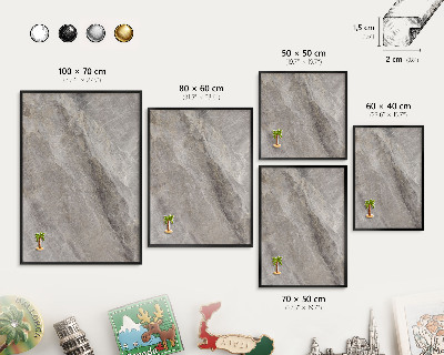 Ozdobné tabule na magnety v černém rámu Kamenná textura
