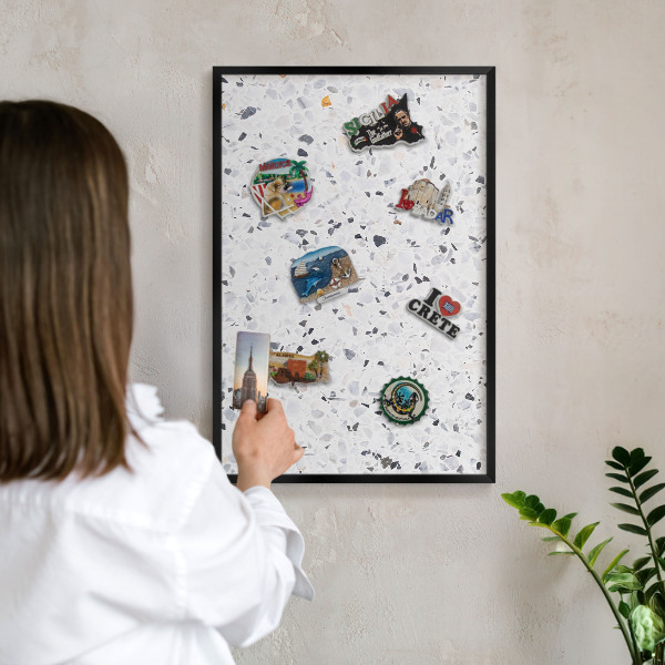 Tabule na magnety v rámech černé barvy Terrazzo styl