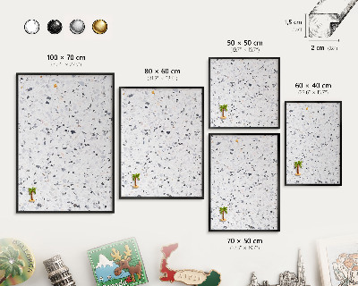 Tabule na magnety v rámech černé barvy Terrazzo styl