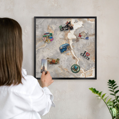 Tabule na magnety v rámech černé barvy Mramorová elegance