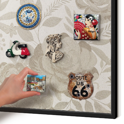 Ozdobné tabule na magnety v černém rámu Vintage květiny