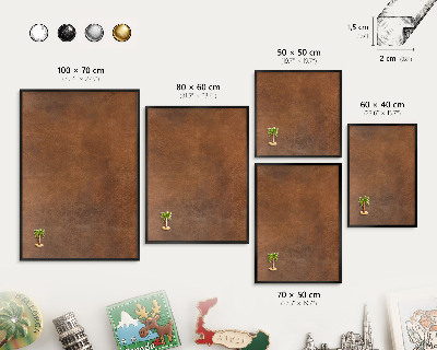Ozdobné tabule na magnety v černém rámu Hnědá textura