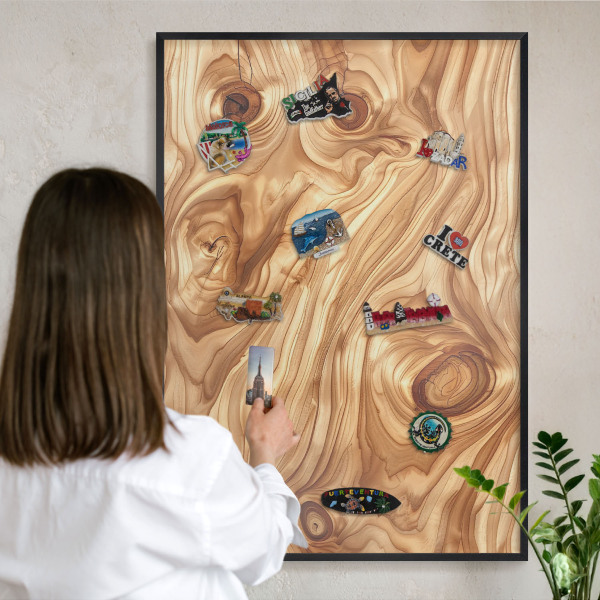 Tabule na magnety v rámech černé barvy Dřevěná textura