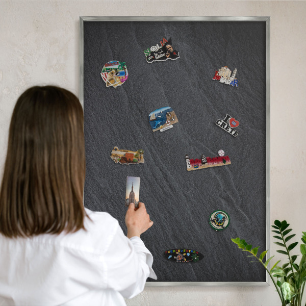 Tabule na magnety na zeď stříbrný rám Šedá textura