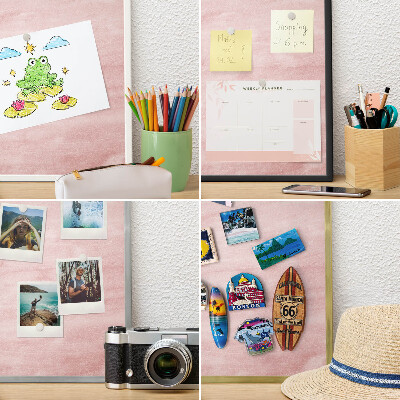 Tabule na magnety na zeď stříbrný rám Růžová textura