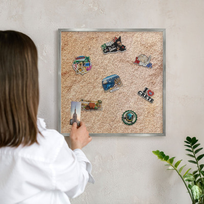 Tabule na magnety z dovolené ve stříbrném rámu Kamenná textura
