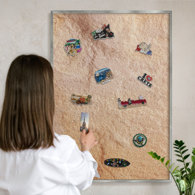 Tabule na magnety z dovolené ve stříbrném rámu Kamenná textura