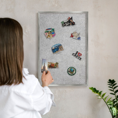 Tabule na magnety na zeď stříbrný rám Šedá textura