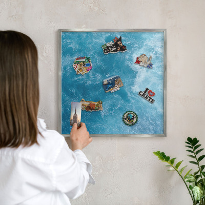 Tabule na magnety na zeď stříbrný rám Oceánské vlny
