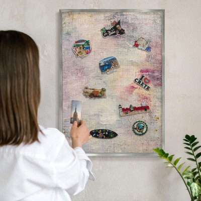 Tabule na magnety na zeď stříbrný rám Pastelová abstrakce