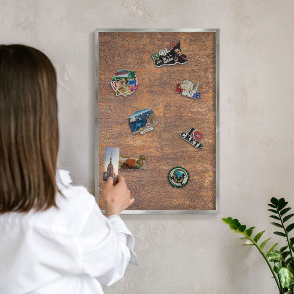 Tabule na magnety z dovolené ve stříbrném rámu Rezavá elegance