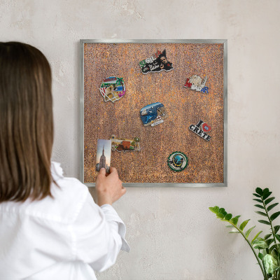 Tabule na magnety z dovolené ve stříbrném rámu Rezavá elegance