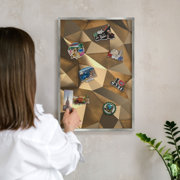 Tabule na magnety na zeď stříbrný rám Teplá geometrie