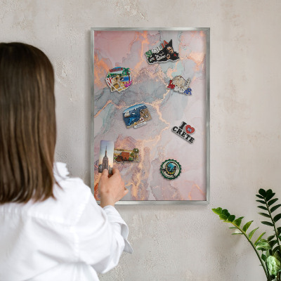 Tabule na magnety na zeď stříbrný rám Barevná abstrakce