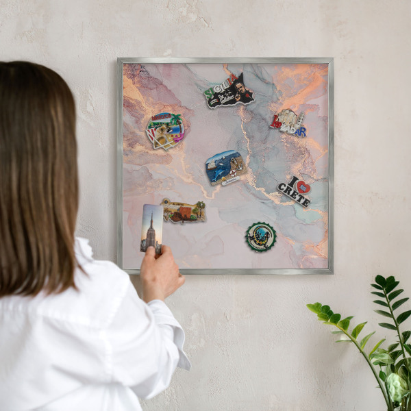 Tabule na magnety na zeď stříbrný rám Barevná abstrakce