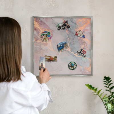 Tabule na magnety na zeď stříbrný rám Barevná abstrakce