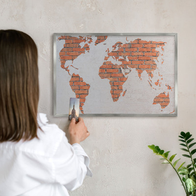 Tabule na magnety z dovolené ve stříbrném rámu Mapa cihel