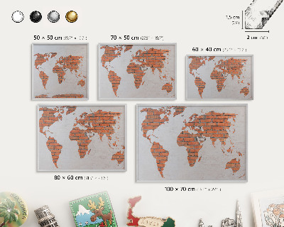 Tabule na magnety z dovolené ve stříbrném rámu Mapa cihel