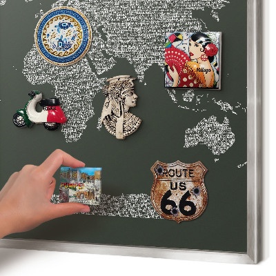 Tabule na magnety z dovolené ve stříbrném rámu Textová mapa