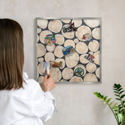 Tabule na magnety z dovolené ve stříbrném rámu Dřevěná textura