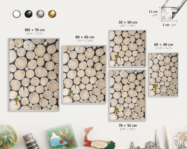 Tabule na magnety z dovolené ve stříbrném rámu Dřevěná textura