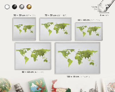 Tabule na magnety na zeď stříbrný rám Zelená mapa