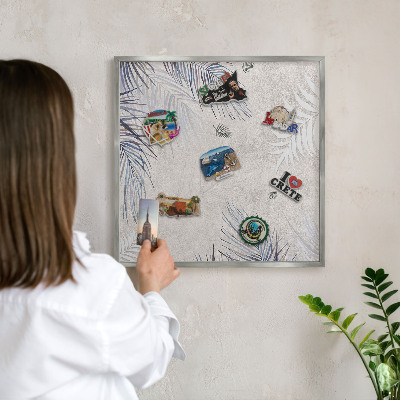 Tabule na magnety z dovolené ve stříbrném rámu Listnatá elegance
