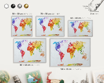 Tabule na magnety z dovolené ve stříbrném rámu Barevná mapa