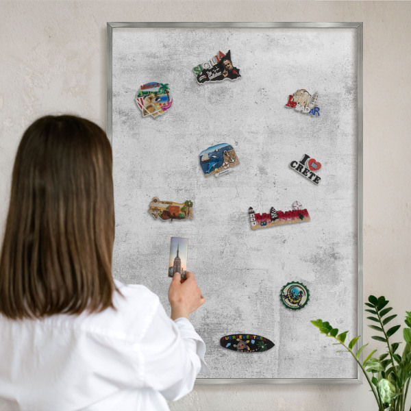 Tabule na magnety na zeď stříbrný rám Surový beton