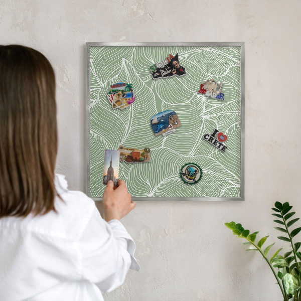 Tabule na magnety z dovolené ve stříbrném rámu Tropické listy